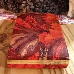 Vintage Vibrant Red and Orange Decorative Travel Jewelry Box